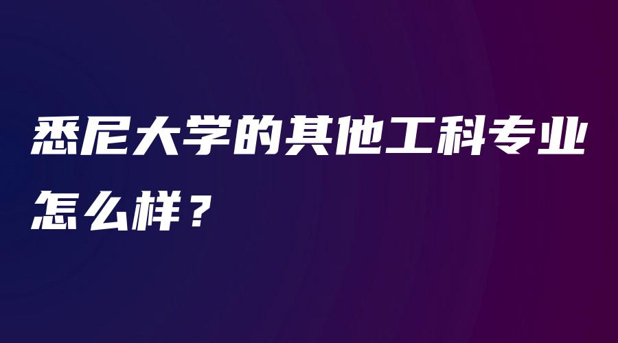 悉尼大学的其他工科专业怎么样？