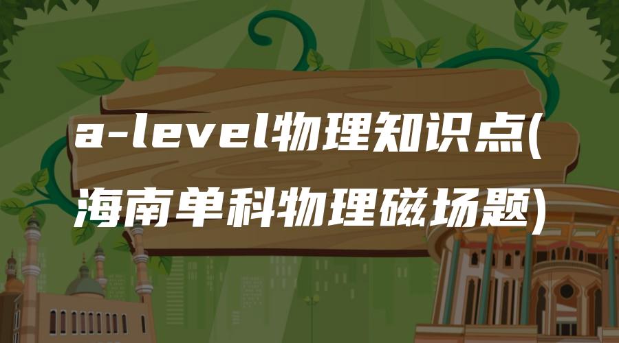 a-level物理知识点(海南单科物理磁场题)